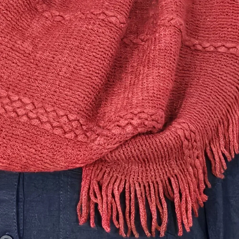 2/$30 INC International Concepts Raschel-Knit Red Loop Scarf with Fringe